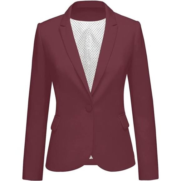 Women's Long Sleeve Formal Blazer Jacket Wine Red - Picture 1 of 6